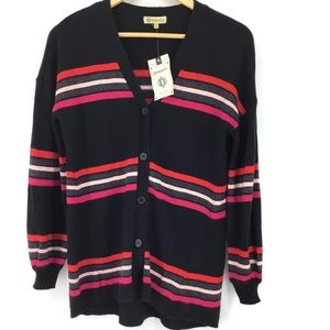 Democracy Black Pink Striped Girlfriend Cardigan